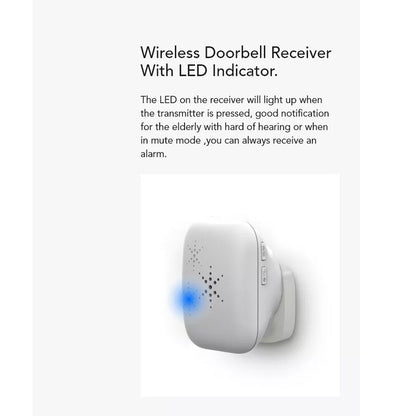[CLEARANCE] DAYTECH DB28 Self-Powered Smart Wireless Doorbell Plug and Play AC 110V-230V 150m Long Range Door Bell Buzzer with Adjustable Volume, 38 Chimes and Tunes for Home Office Indoor and Outdoor Installation