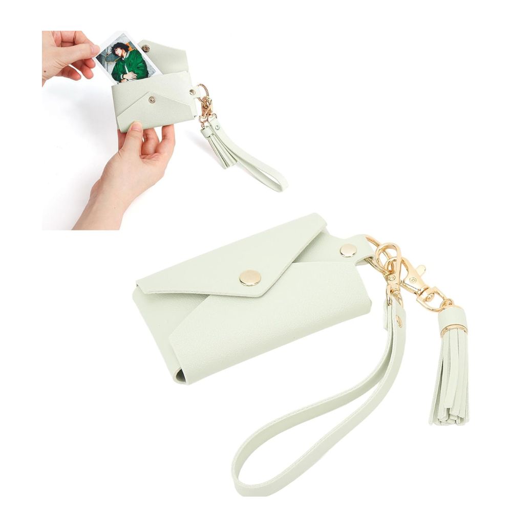 Pikxi Mini Snap Button Tassel Leather Wallet for Instax Mini Film & Card Holder with Wrist Loop - Women's Wallet