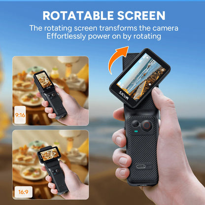 SJCAM C400 3-in-1 4K Handheld Action Camera w/ 2.29" Rotatable & 1.3" Touchscreen