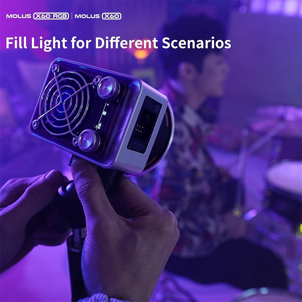 ZHIYUN MOLUS X60 COB LED 60W Bi-Color / RGB Compact Video Light with Mini Reflector + Diffuser, Creative Lighting Effects, Onboard Controls & Mobile Phone APP Interface for Studio Lighting, Photography, Filmmaking, Vlogging & Live Steaming