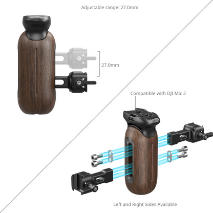 SmallRig Wooden Side Grip Handle with NATO Clamp for Camera Cages Accessories with Cold Shoe, Strap Slots & Allen Key | 5239