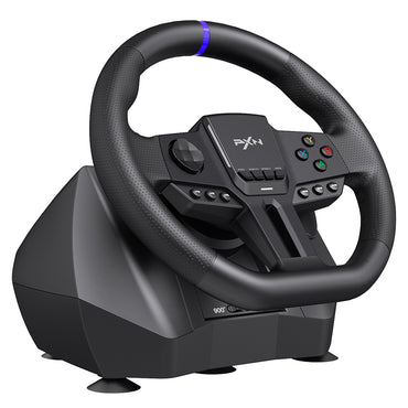PXN V900 GEN2 RGB Gaming Steering Wheel with Hall Magnetic Linear Pedals, Paddle Shifters, Real Steering, Haptic Feedback Vibration and Quick Response Drive for PC Xbox Switch PS3 PS4