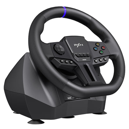 PXN V900 GEN2 RGB Gaming Steering Wheel with Hall Magnetic Linear Pedals, Paddle Shifters, Real Steering, Haptic Feedback Vibration and Quick Response Drive for PC Xbox Switch PS3 PS4