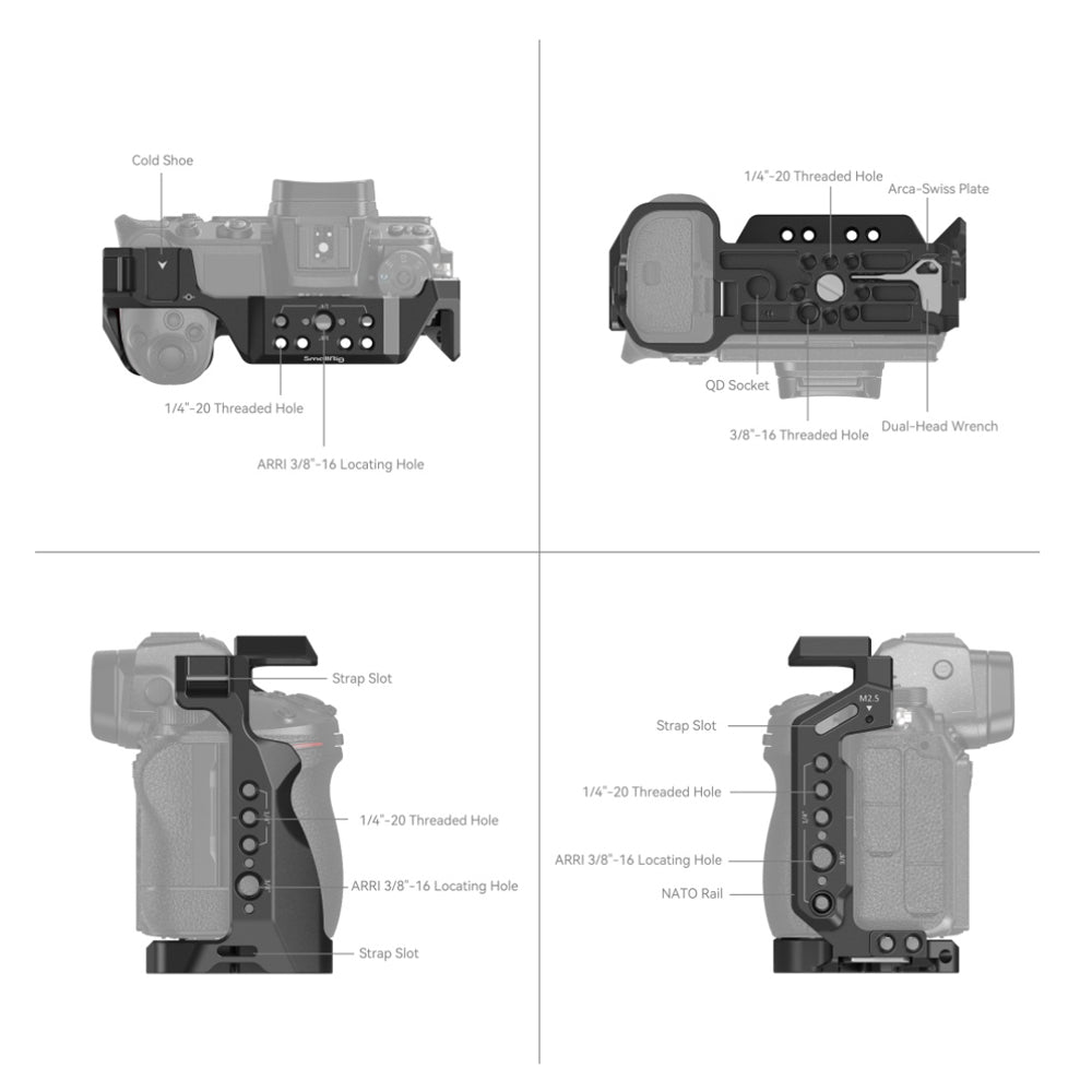 SmallRig Camera Cage for Nikon Z5, Z6, Z7, Z6II, Z7II - Arca-Type Baseplate, Cold Shoe Mount, Full Coverage Protection, Dual Screw Locking Mechanism, Unobstructed Access to Ports & Buttons, Multiple Mounting Options | 2926B