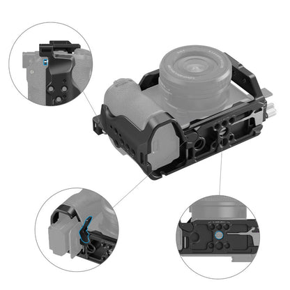 SmallRig Formfitting Camera Rig Cage Kit for Sony a6700 Alpha Series Mirrorless Camera with HDMI Cable Clamp, M2.5, 1/4"-20 and 3/8"-16 Screws & Threaded Mounting Holes, Built-In Arca-Swiss Base Plate, Cold Shoe Mount, NATO Rail | 4336