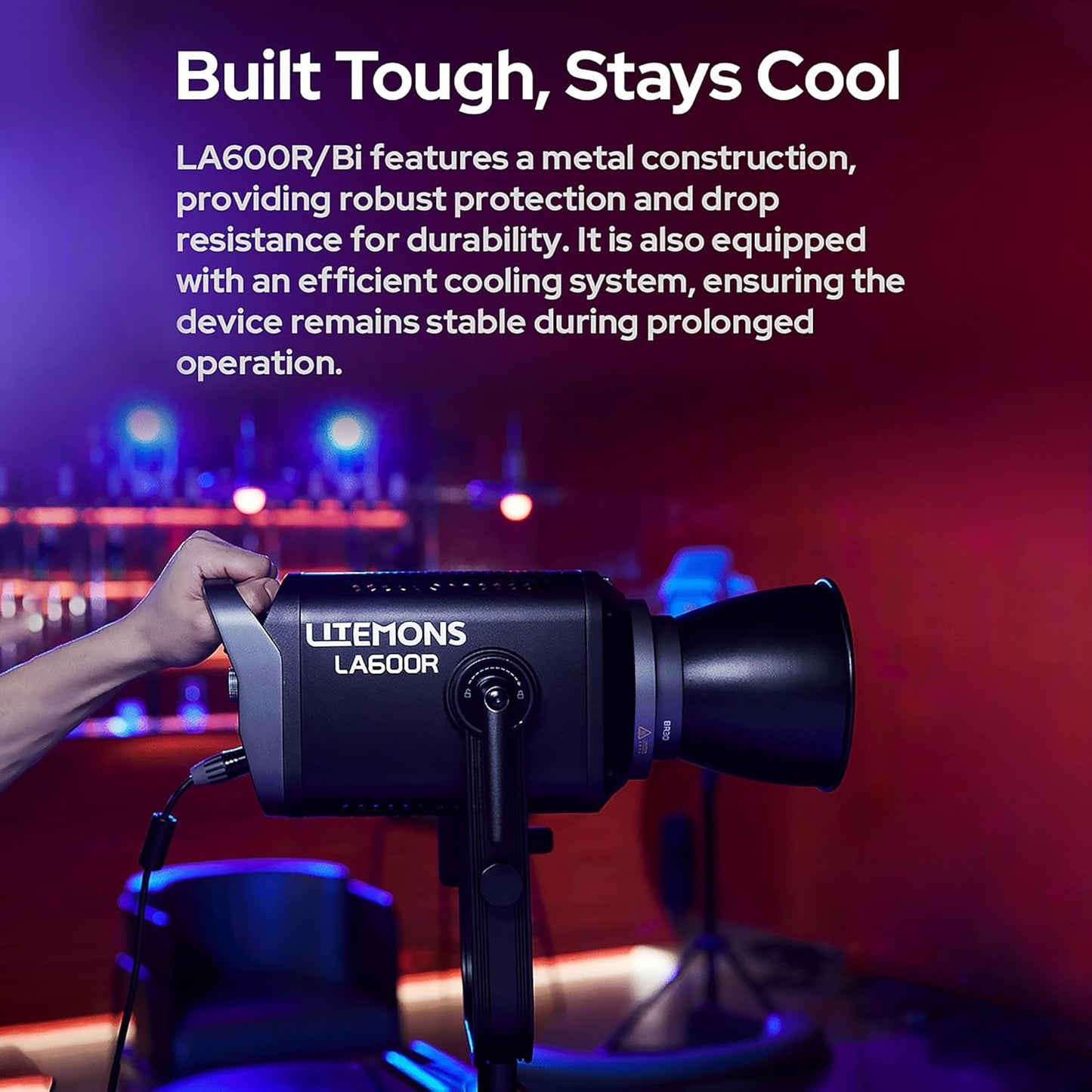 Godox Litemons LA600R / LA600Bi K1 600W RGB / Bi-Color LED Monolight Bowens S Mount with Onboard, DMX. Bluetooth App Control, AC / DC Power, Up to 14 Special Lighting Effects, Max 60m Range for Studio Lighting and Equipment