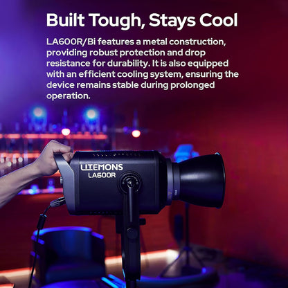 Godox Litemons LA600R / LA600Bi K1 600W RGB / Bi-Color LED Monolight Bowens S Mount with Onboard, DMX. Bluetooth App Control, AC / DC Power, Up to 14 Special Lighting Effects, Max 60m Range for Studio Lighting and Equipment