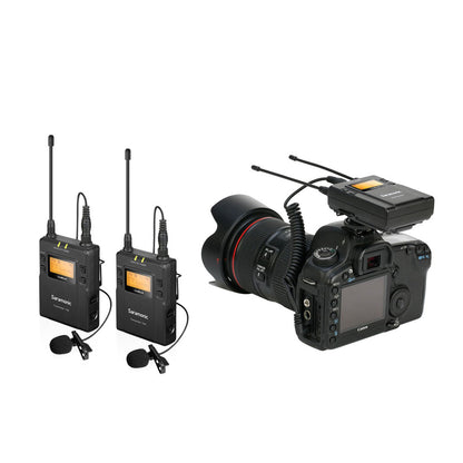 [CLEARANCE] Saramonic UWMIC9S TX9 + TX9 + RX9 Dual Transmitter and Single Receiver Camera Mount UHF Wireless Microphone System with USB Type-C Port, Noise Cancelling and Mono / Stereo Mode Switch for Videography and Broadcasting