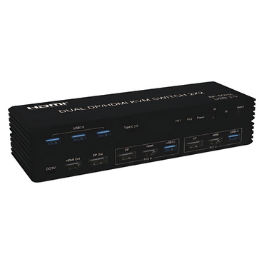 ArgoX 8K KVM Switch Dual Monitor HDMI + Display Port 8K@60Hz Support with 5Gbps USB 3.0 Type-C Hub, and Remote Control Functions for PC, Keyboard, Video Monitor, Mouse & Printer
