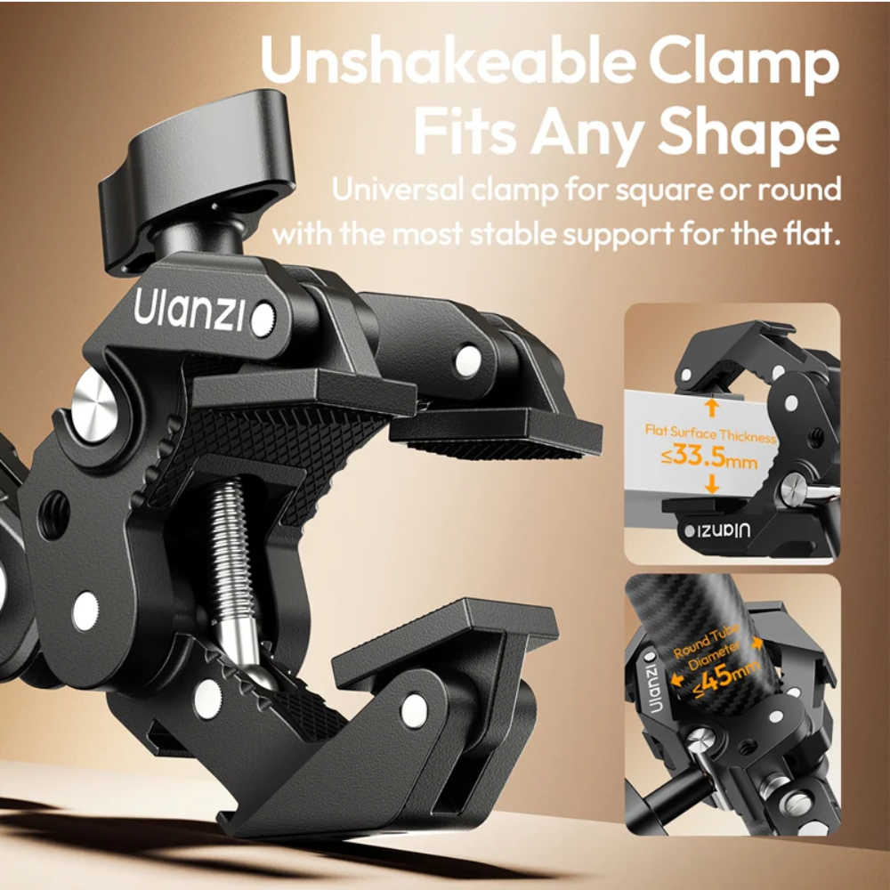 Ulanzi CO78 Super Clamp w/ Magic Arm, Dual Ball Head, 1/4" & 3/8" Thread, Camera Mount | C083 / C084