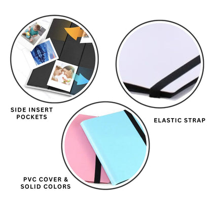 Pikxi 360 Pockets Solid Colors Mini Film Photo Album with Elastic Loop for Fujifilm Instax Mini Instant Camera - Blue