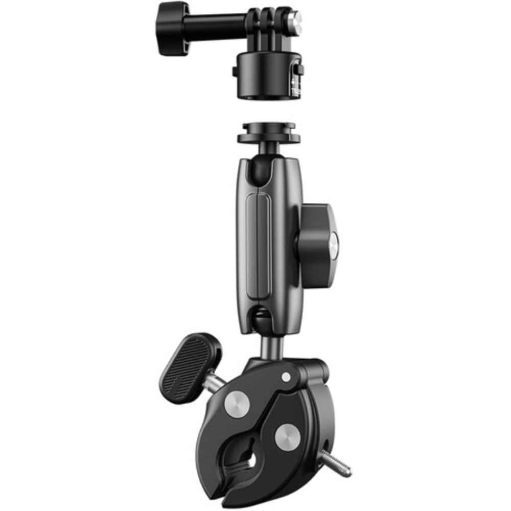 TELESIN Crab Style Clamp QR Quick Release Action Camera Mount and Dual Ballhead Magic Arm