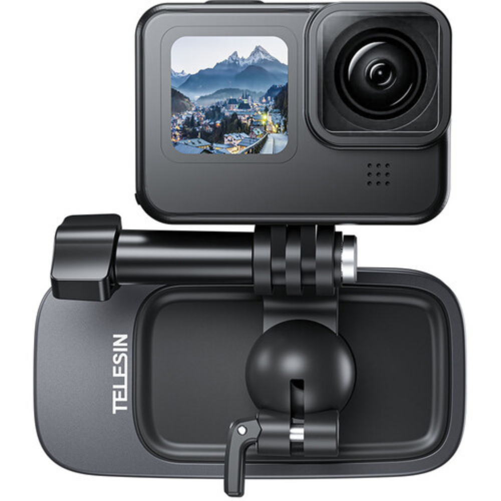 TELESIN Backpack Clip Mount for Action Cameras with 360° Ball Head and Mounting Buckle