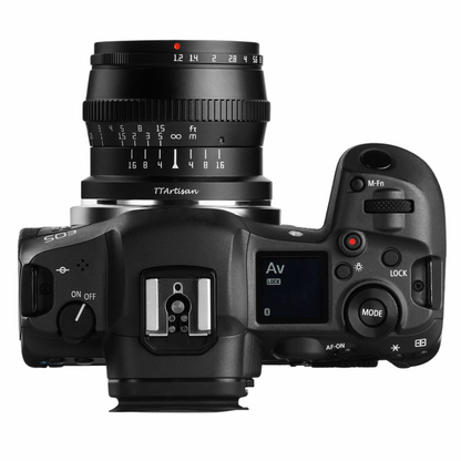 TTArtisan 50mm F/1.2 APS-C Format Canon RF Mount Portrait Prime Lens Large Aperture Sonr Optical Design Full Metal Body, MF Manual Focus, 19.2" Focus Distance, Clicked Aperture Ring for Smooth Bokeh & Low Light Photography | Black