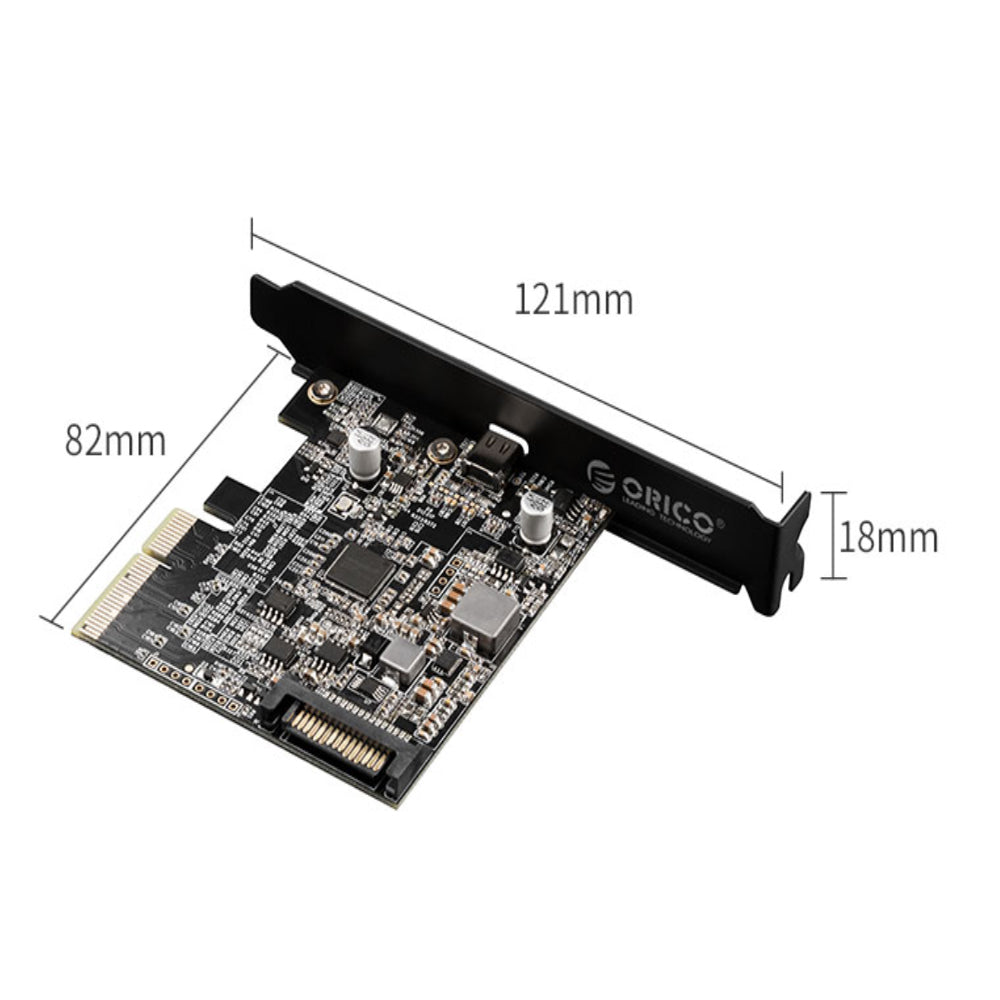 ORICO PCI-e to Type-C Expansion Card with USB 3.2 Gen2 x2 20Gbps Max Transmission Rate, 15 Pin Power Interface, ASM3242 Control Scheme and Power Indicators for PC Computer Tower Desktop | PE20-1C