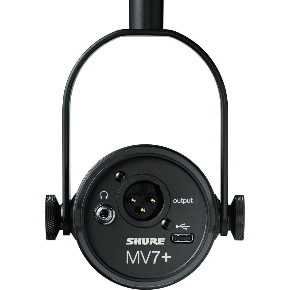 Shure MV7+ Podcast Microphone Dynamic Cardioid Broadcast Mic with 3 Pin XLR / USB Type-C Output LED Touch Panel, DSP & Reverb Compatible with Mac, Windows, iOS & Android for Musicians, Streamer and Podcasters