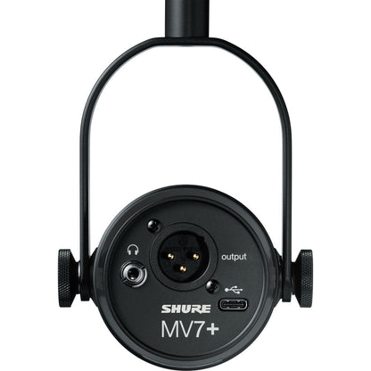 Shure MV7+ Podcast Microphone Dynamic Cardioid Broadcast Mic with 3 Pin XLR / USB Type-C Output LED Touch Panel, DSP & Reverb Compatible with Mac, Windows, iOS & Android for Musicians, Streamer and Podcasters