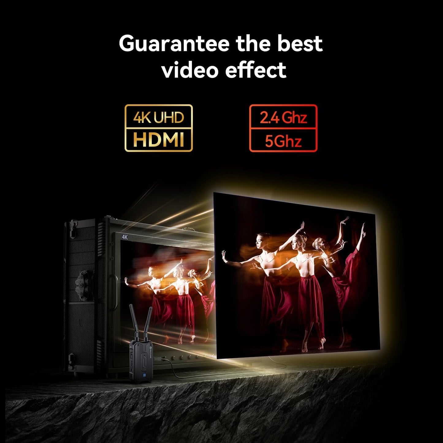 HOLLYLAND PYRO H HDMI Wireless 4K 30fps UHD Video Transmission System TX + RX with Max 1300ft LOS Range, 60ms Low Latency, UVC Streaming, HDMI Loopout and Multi Power Supply Options for Live Broadcasting, Videography