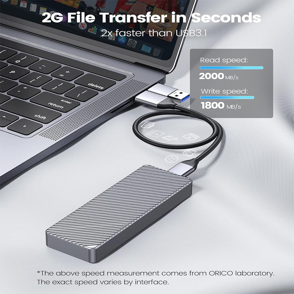 ORICO M.2 SATA / NVME SSD Solid State Drive Enclosure with USB3.2 Gen 2 x2, 20Gbps Transfer Rate, 4TB Max Capacity with PCIe 3.0, TRIM, UASP and SMART Function for Smartphone PC Desktop Laptop | M213C3-G4 | Gray, Rose Gold, Silver