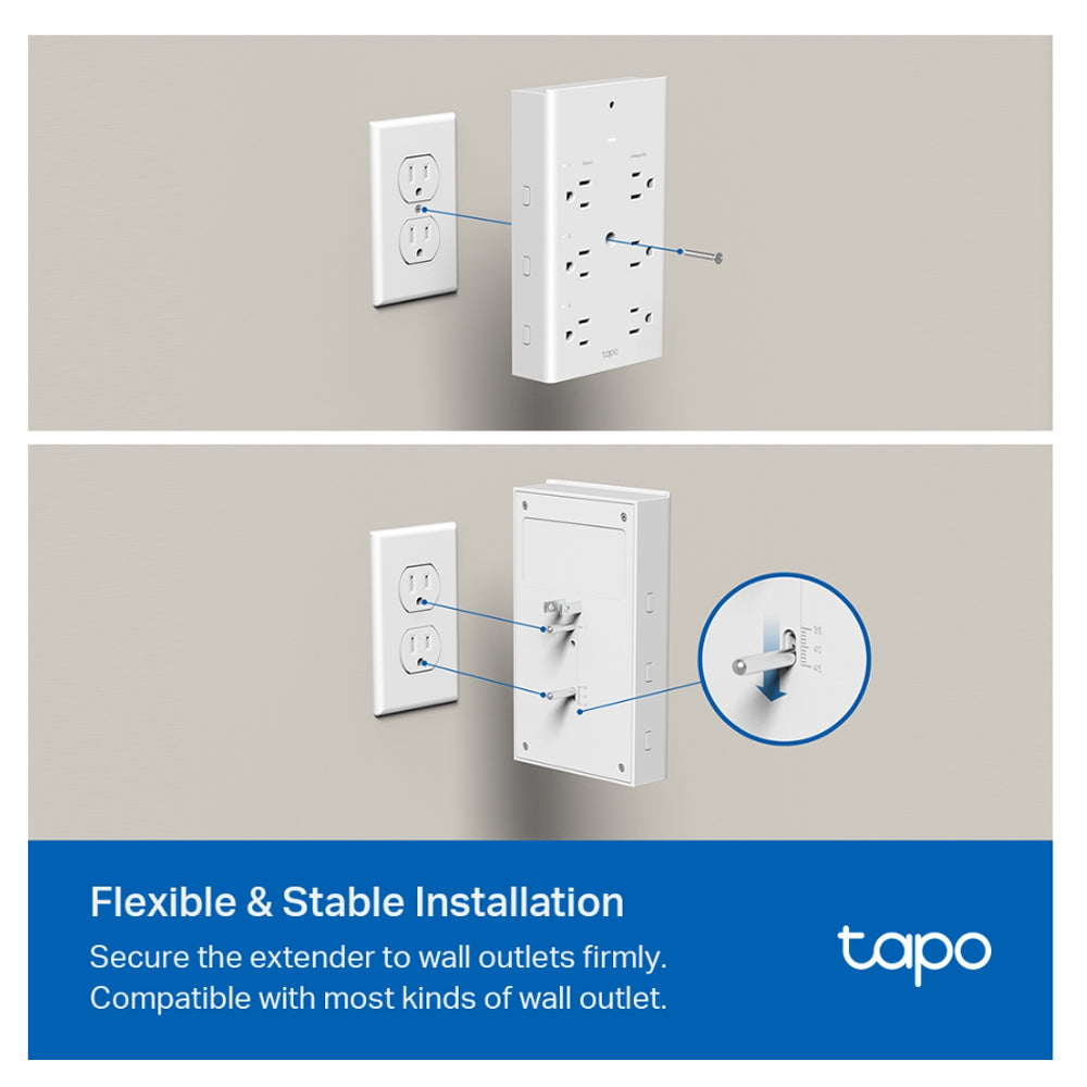 TP-Link TAPO P306 9 in 1 SMART WIFI Outlet Extender with PD 18W USB Type-C and QC 3.0 USB-A Ports, Smart NIght Light, Voice Control and Remote Controlled via Mobile App