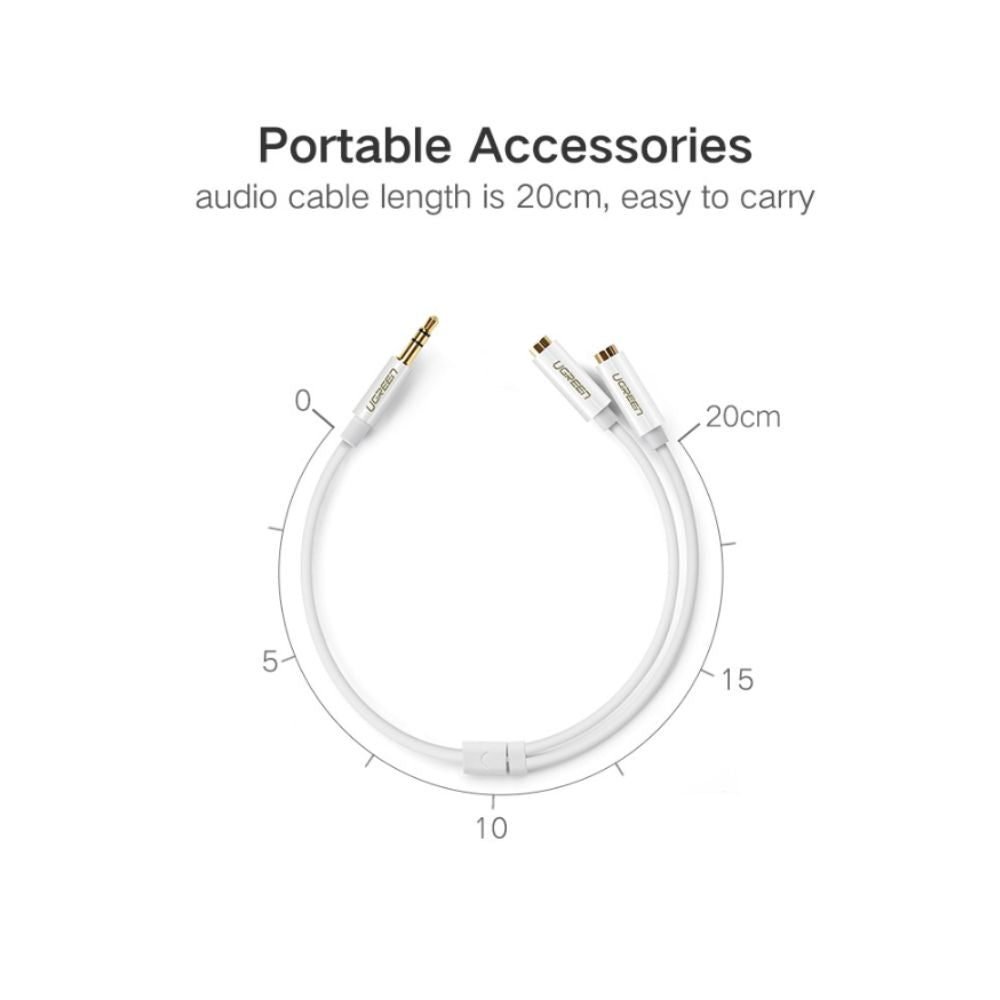 [CLEARANCE] UGREEN 3.5mm Jack Male to 2 Female Aux Connector Audio Splitter Cable for PC, Laptop, Tablet, Phone, etc. | 10739