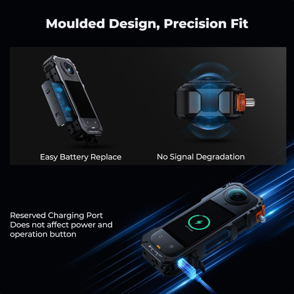K&F Concept Protective Camera Case for Insta360 X5 w/ Full Access to Buttons & Ports, Quick Release