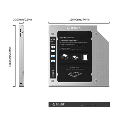 ORICO 2.5 Inch HDD / SSD SATA 3.0 Hard Drive Caddy for Laptop Optical Bay with 2TB Supported Capacity and Dual Switch with 4 Channels for Notebook Computers
