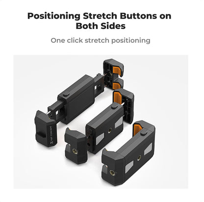K&F Concept 2 in 1 Smartphone and Tablet Multifunctiol Clip with Retractable Claws, Cold Shoe, 1/4" Threaded Bottom Holes for 2.36" to 8.66" Tab and Phones | KF31-095