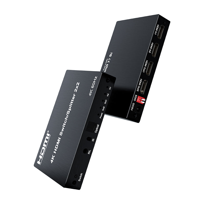 ArgoX 4K 60Hz HDMI Switch Splitter 2x4 Video Converter with EDID Switch, Audio Extractor, Support 3D, IR Control, 3.5mm Optical Fiber & R/L Audio for PC, PS5, Xbox, TV, Monitor, Projector | HDMX06-N