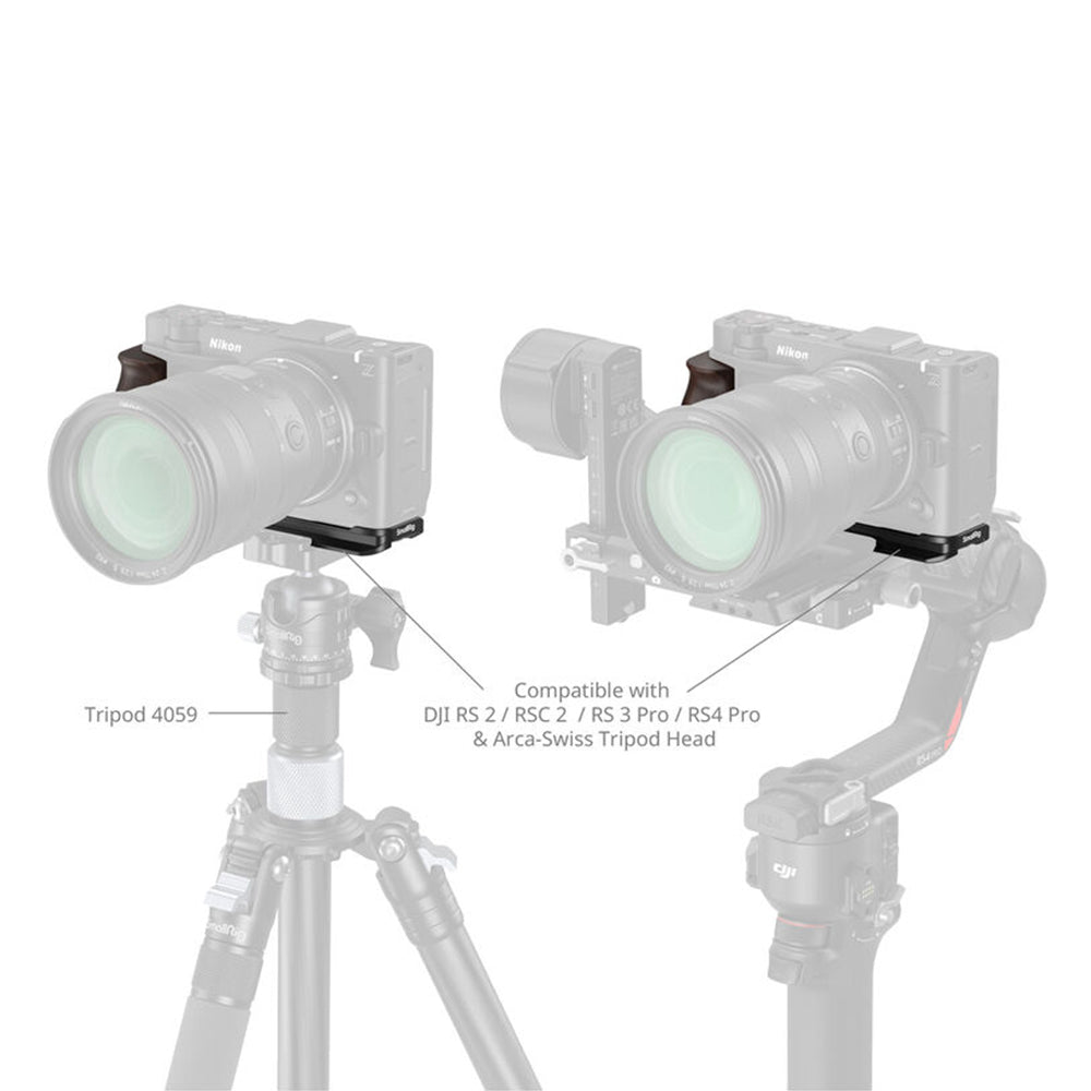 SmallRig Half Camera Cage & L-Shaped Mount Plate with Wooden Handle for Nikon ZR | 5905 / 5906