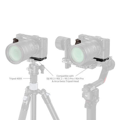 SmallRig Half Camera Cage & L-Shaped Mount Plate with Wooden Handle for Nikon ZR | 5905 / 5906