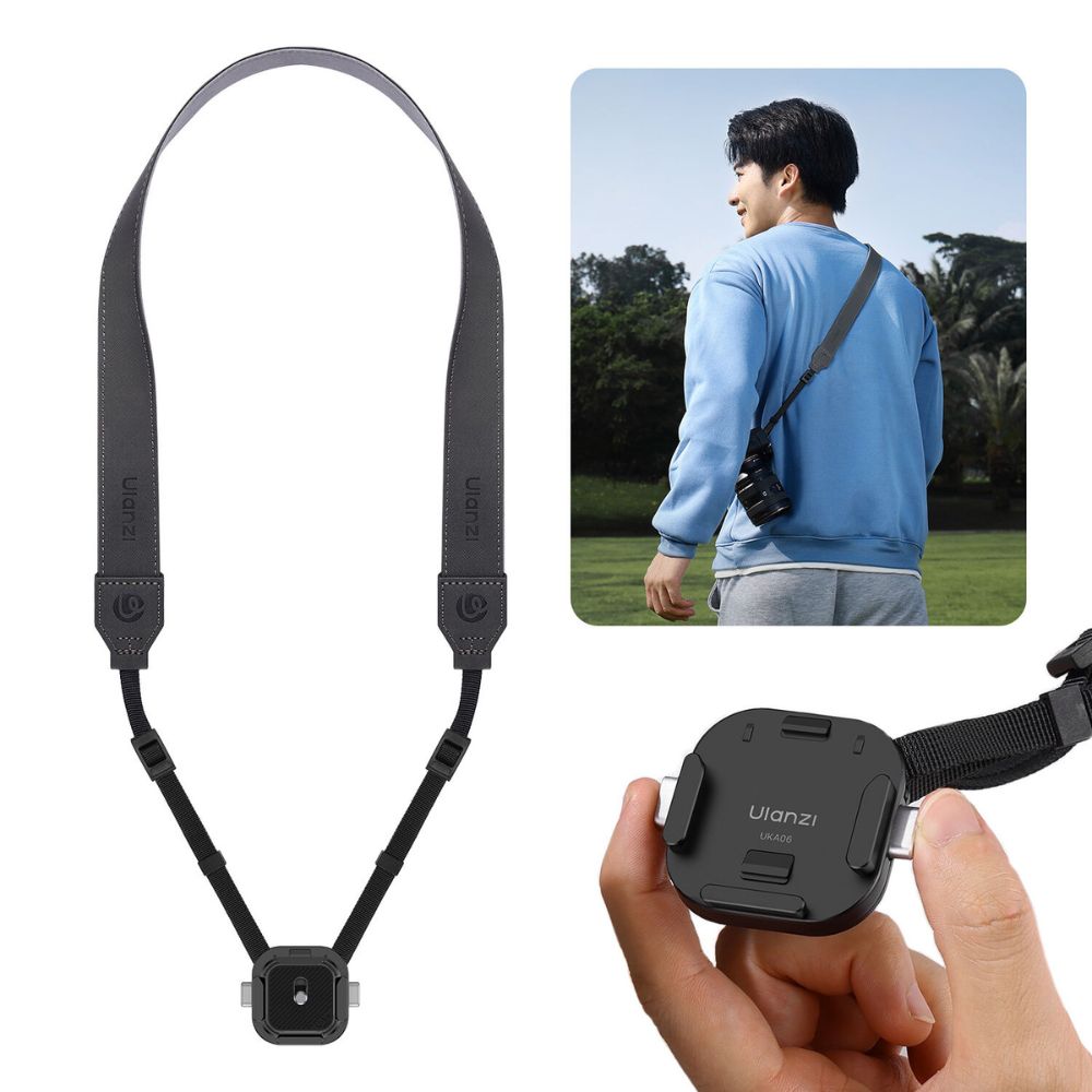 Ulanzi UKA06 Adjustable Shoulder Strap QR Quick Release Kit with Safety Lock and Max 10kg Load Capacity for Cameras and Accessories