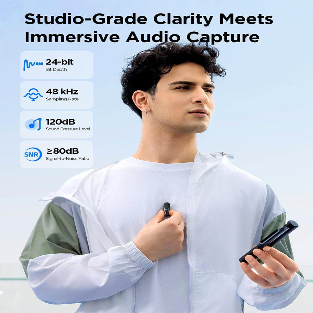 BOYA MAGIC-02 / MAGIC-05 Transformable Al-Powered Mini Wireless Lavalier Microphone Kit w/ USB-C, Lightning and 3.5mm TRS Receivers, AI Noise Reduction, 30Hrs Total Battery Life & 100M LOS Range — Versatile for Professional & Personal Use