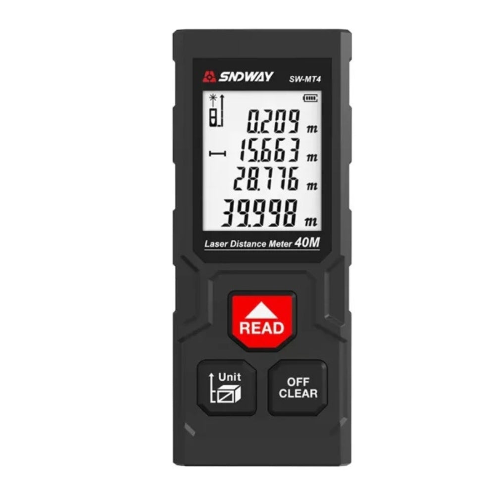 SNDWAY Digital Laser Distance Rangefinder Meter with 40 Meters Measurement Range, Laser Class II, +2mm Accuracy, LCD Backlight Display and Multiple Measurement Unit and Function Options for Industrial & Home Improvements | SW-MT4