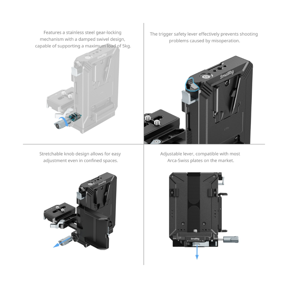 SmallRig V Mount Battery Plate Kit with LCD Protector, Cable Clips, D-Tap & USB Type C Port