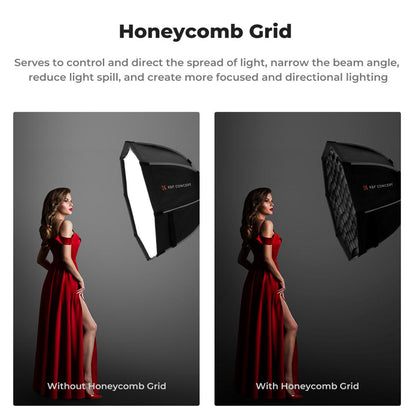 K&F Concept 55cm 65cm 90cm QR Bowens Mount Octagol Umbrella Softbox with 8 Durable Elastic Ribs and High Quality Fabric for Camera Lighting Photo and Video Studio Equipment