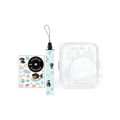 Pikxi Fujifilm Instax Mini 13 Transparent Clear Camera Case w/ Photo Pocket, Strap, & Stickers