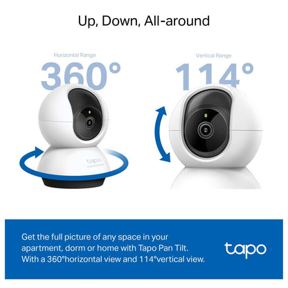 TP-Link Tapo C222 / C220 2K QHD / C200C 1080p Full HD Home CCTV WIFI Camera with 360° Pan / 114° Tilt, Night Vision, Smart AI Motion Detection, 2-Way Audio and 512GB MicroSD Slot for Home Security