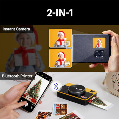 KODAK Mini Shot 2 RETRO 2 in 1 Instant Camera and Photo Printer with 68 Film Sheets Bundle Kit and Accessories 2.1" x 3.4" Prints, 1.77" LCD Display, 4PASS Print Technology, Bluetooth Printing via Mobile Smartphone App (C210R) | Yellow, White