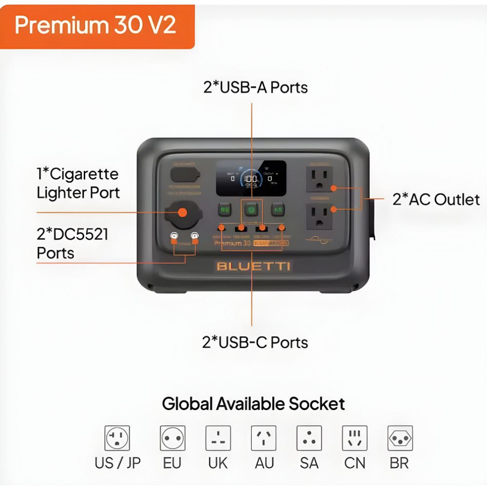 BLUETTI Premium 30 V2 600W Portable Power Station