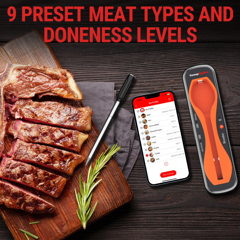 ThermoPro TP960 TempSpike Wireless Meat Thermometer for Oven, Grill, Sous Vide, BBQ, Smoker, Rotisserie, Smart Kitchen Cooking with Internal and Ambient Temperature Sensor, 500ft Bluetooth Connectivity Range