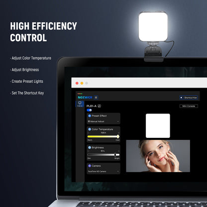 [CLEARANCE] Neewer PL81 Pro 15W Bi-Color 2900K-7000K Video Professional Conference LED Light with 2-in-1 Monitor Mount & Stand, App Control for PC, Computer, Webcam Lighting, Streaming