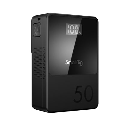 SmallRig VB50 Mini V Mount Battery (50Wh) with Safe & Fast Bi-Directional Charging, Multiple Interfaces & OLED Display for Cameras, Camcorders, Drones, Gimbals, Phones, Tablets, Laptops, Video Lights & Field Monitors | 3579 Black