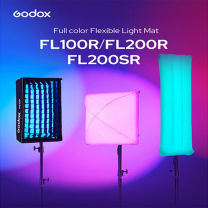 Godox FL100R | FL200R | FL200SR K1 Full RGB LED Light Mat with 1800~10000K CCT, Onboard DMX / RDM, App Control and NFC, V-Mount Battery Power, Foldable with Ring & Velcro Design for Studio and Content Creation and Video Production
