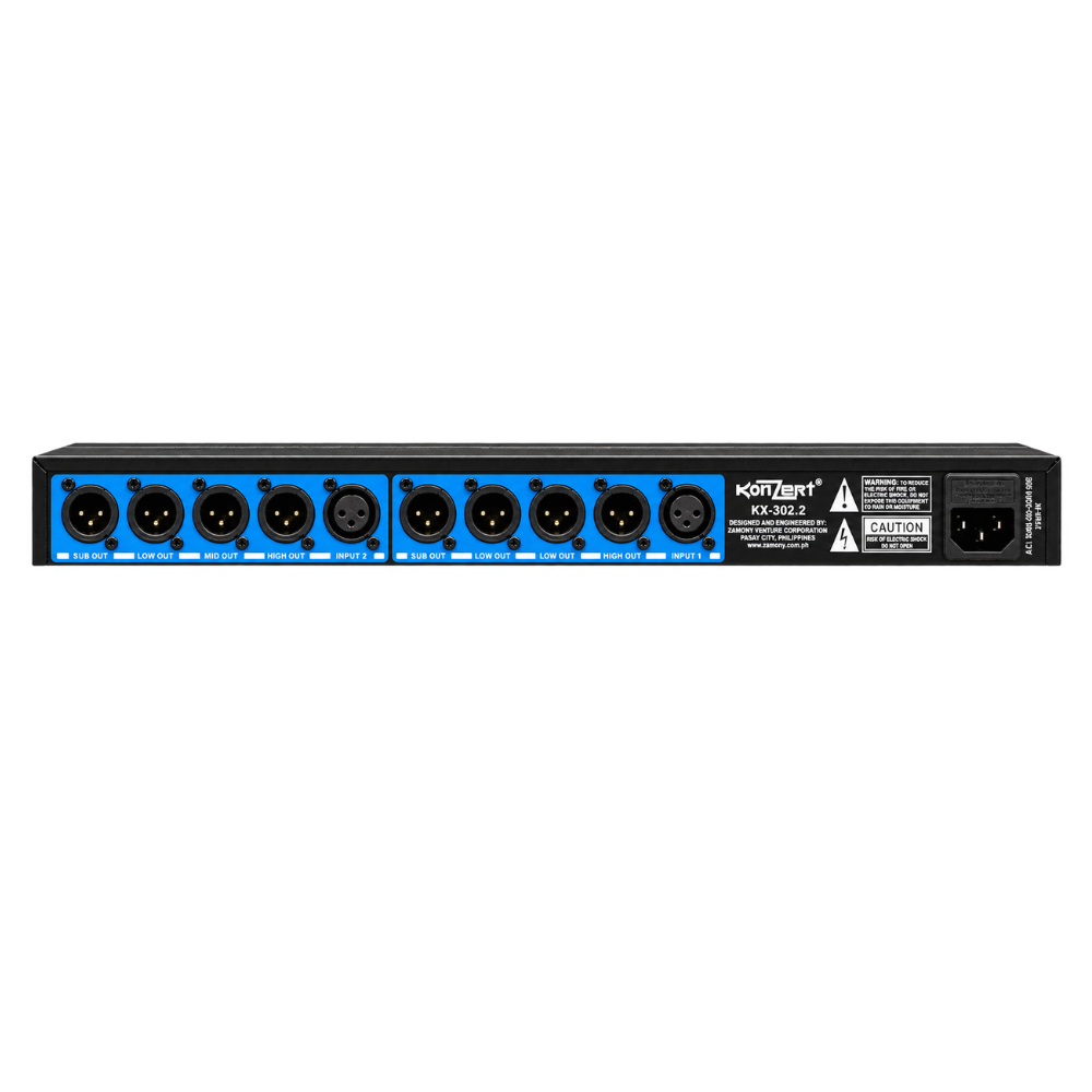 Konzert KXW-302.2 Professional Mono Stereo Crossover with XLR Inpus/Outputs, Low-Frequency Subwoofer, 40Hz High Pass Filter Channel and Reverse Switches