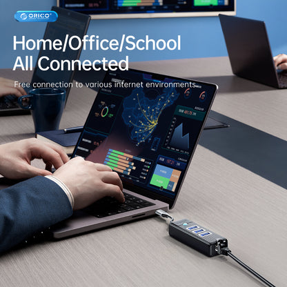 [CLEARANCE] ORICO 4 Port USB 3.0 Type C Data Hub with 5Gbps USB-C 3.0 Input, 2.5Gbps Ethernet, 5Gbps USB-A 3.0 Output for Windows 8/10, macOS, Linux | PW3UR25-C3-015