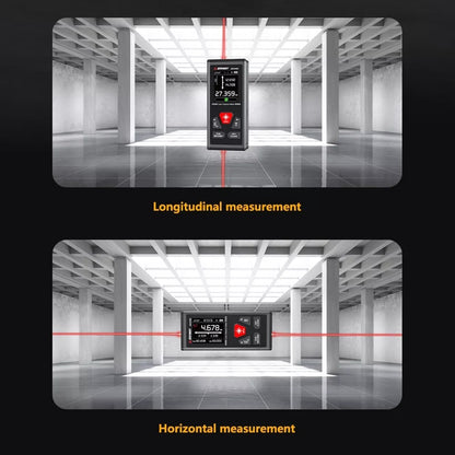 SNDWAY Dual Rechargeable Laser Distance Meter with Bidirectiol 60M /120M Measuring Range, Laser Class Level II, LCD Display Screen, Magnetic Back and Multiple Measurement Function Options for Industrial and Home Improvements | SW-DR60