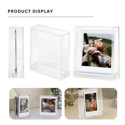 Pikxi Clear Acrylic Photo Frame for Instax Mini and Square Film with Transparent Case Cover