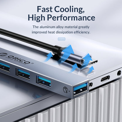 [CLEARANCE] ORICO 5-Port USB-C Hub with PD 60W, USB-A 2.0, and USB-A 3.0 for Windows Mac OS Linux PC Computer Desktop Laptop | BHC1-5P