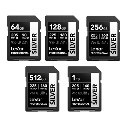 Lexar Professional SILVER SDXC V30 U3 UHS-I Memory Card | 64GB / 128GB / 256GB / 512GB / 1TB